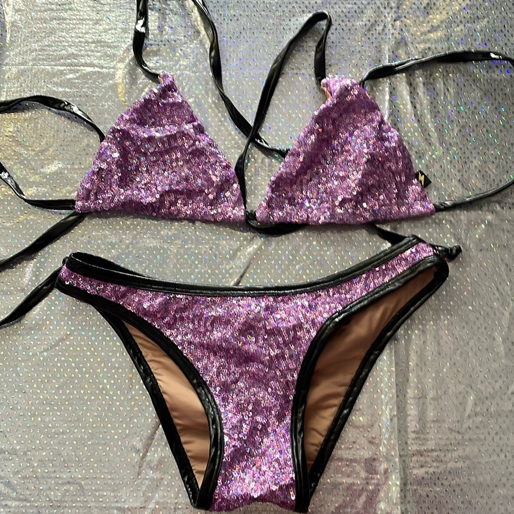 Cleo the Hurricane Purple Sequin Polewear Set